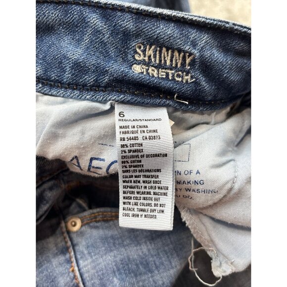 American Eagle Outfitters Womens Sz 6 Skinny Stretch Jeans Medium Wash W28 L29.5 - Picture 8 of 9